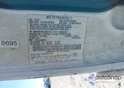 2002 Mercury Grand Marquis Ls z USA, uszkodzony, nr VIN 2MEFM75W12X617415